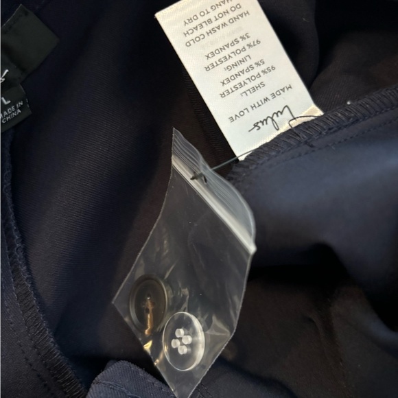 NWOT Lulus Navy Blue Wide Leg Faux Pocket Pants - Picture 3 of 6